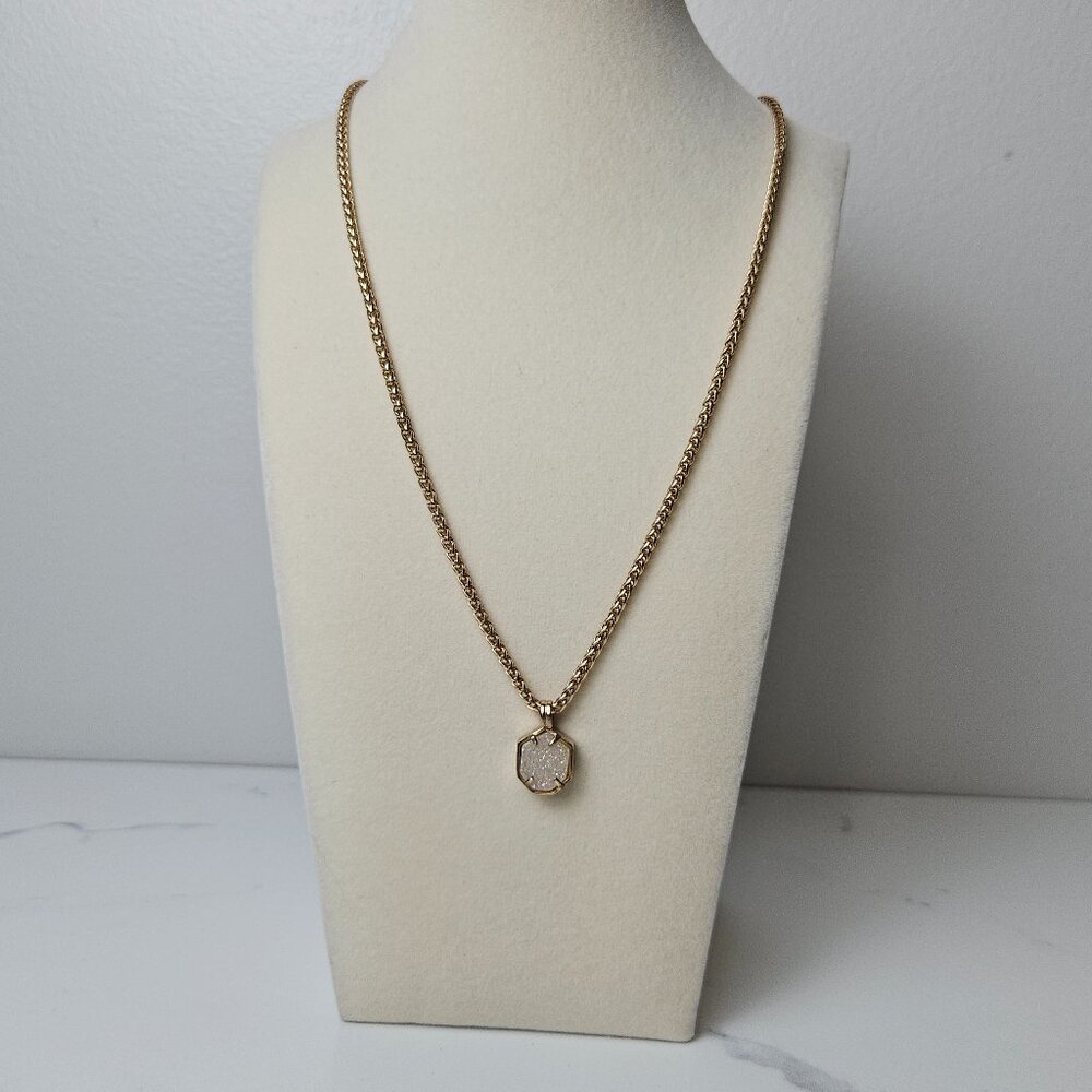 Kendra Scott Oliver 13" Necklace Iridescent Drusy Gold Tone with Extender